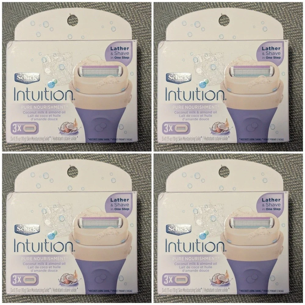 LOT OF 5 Schick Intuition Pure Nourishment Razor Refills 3 Count Coconut Almond